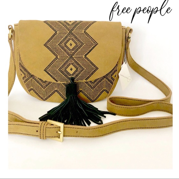Free People Handbags - Free People Tan Suede Saddle Bag by Sundown Wilds